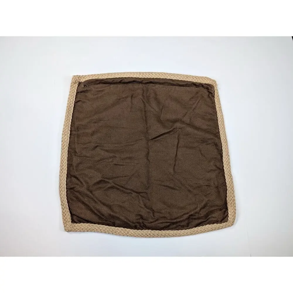 Pottery Barn Pillow Cover Brown Linen Tan Jute Trim 20 x 20 Throw Accent